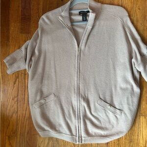 White house black market Tan Zip-Up Sweater